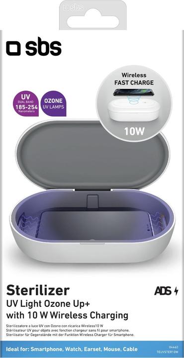 SBS UV Disinfection Box Wireless Charger/Inductive Charging Station 10W,  White