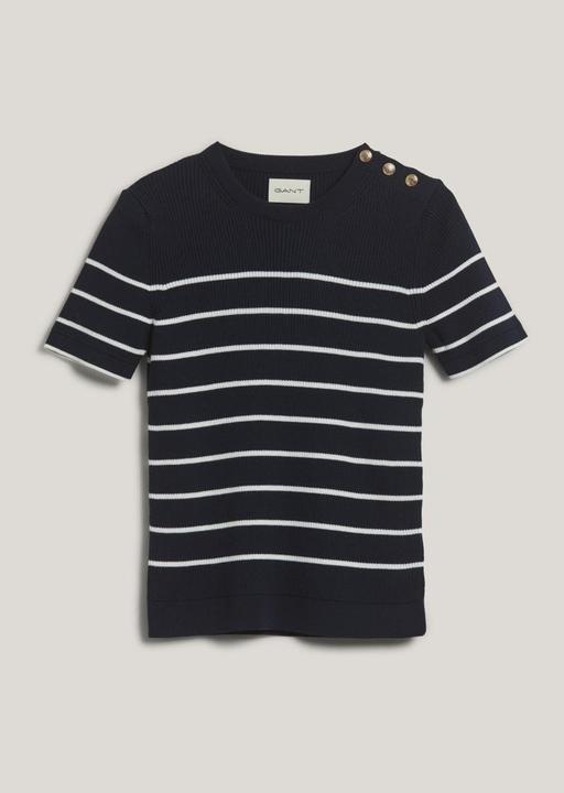 Image du produit GANT Geribbeld Breton C-Neck, evening blue (S)