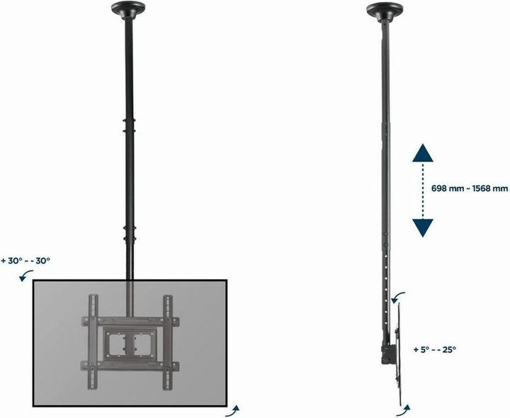 Immagine prodotto Gembird CM-70ST-01 Supporto a soffitto per TV completamente mobile 32 - 70 50 kg (Soffitto, 50 kg, 32" - 70")