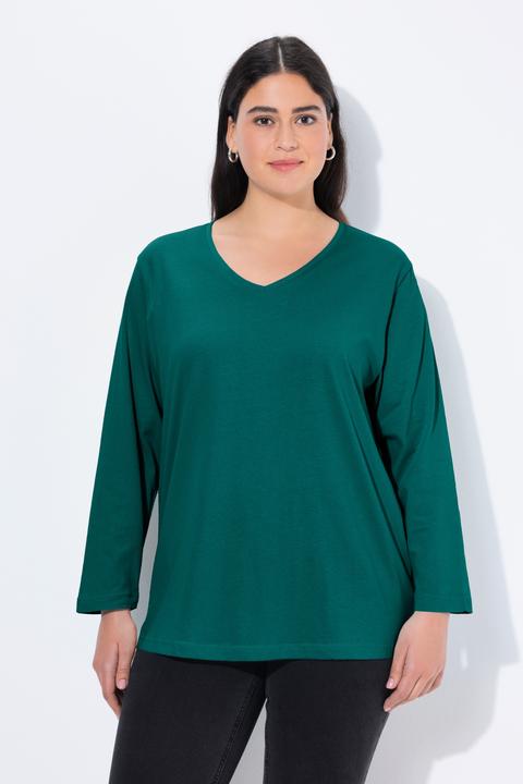 Produktbild Ulla Popken Shirt, V-Ausschnitt, Relaxed, Langarm (62)