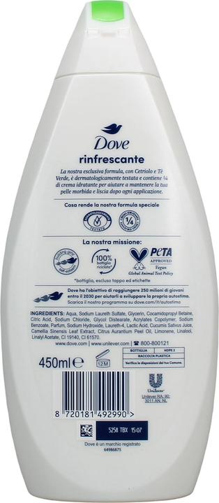 Productafbeelding Dove Verfrissende douchegel met komkommer en groene thee 450 ml (450 ml)