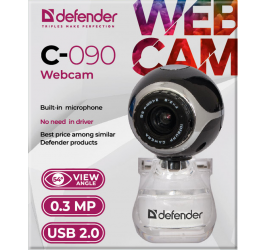 Actual product image Defender IronKey C-090 webcam 0.3 MP USB 2.0 Black - Webcam (0.30 Mpx)