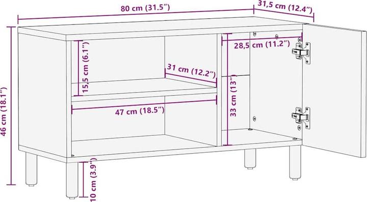 Actual product image vidaXL TV-Schrank (80 x 31.50 x 46 cm)