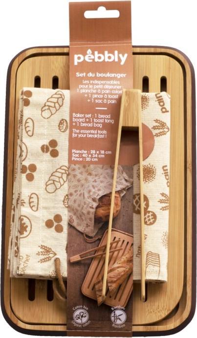 Produktbild Pebbly Bäcker-Set (Brotschneidebrett, Toastzange, Brotbeutel