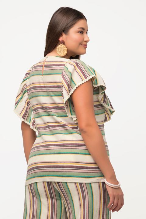 Produktbild Ulla Popken Bluse, Streifen, V-Ausschnitt, Halbarm (46, 48)