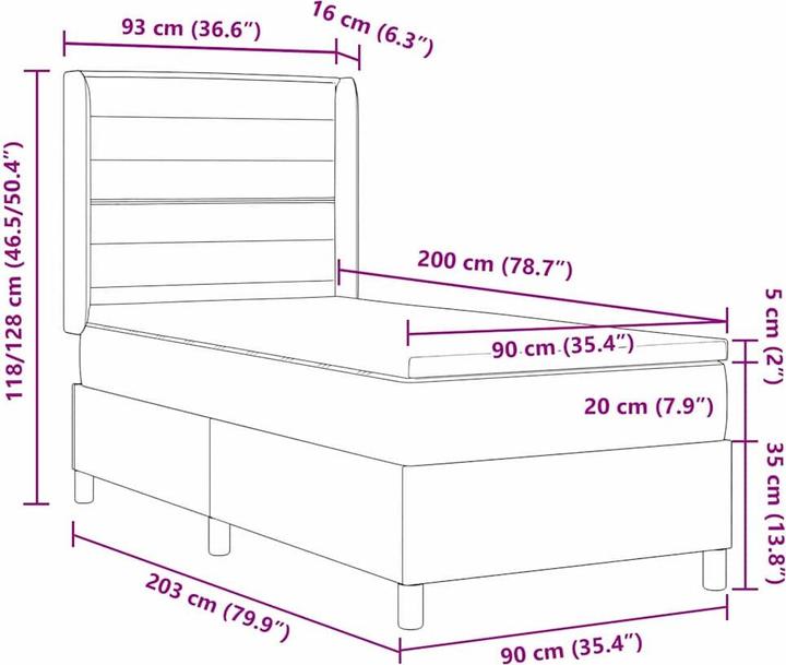 Produktbild vidaXL Boxspringbett (90 x 200 cm)