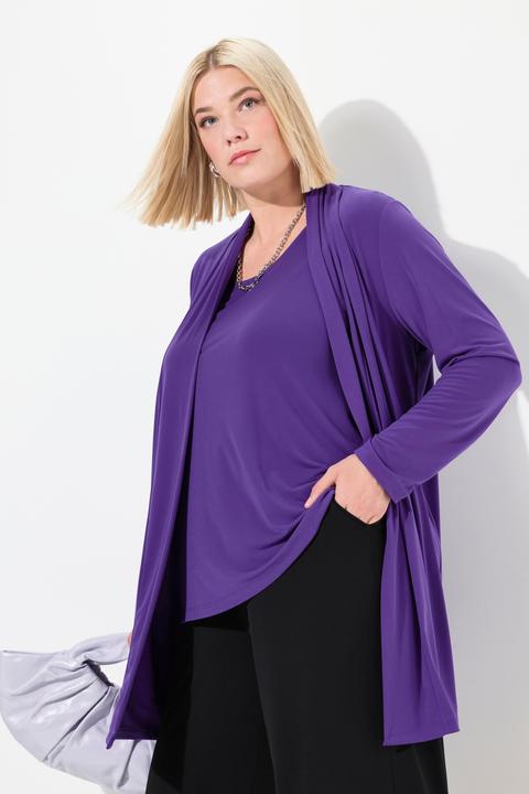 Produktbild Ulla Popken Jerseyjacke, offene Form, V-Ausschnitt (58)