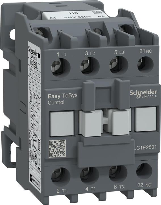 Produktbild Schneider Easy TeSys Leistungsschütz 3P 25A 1NC 240V AC 50Hz LC1E2501U5