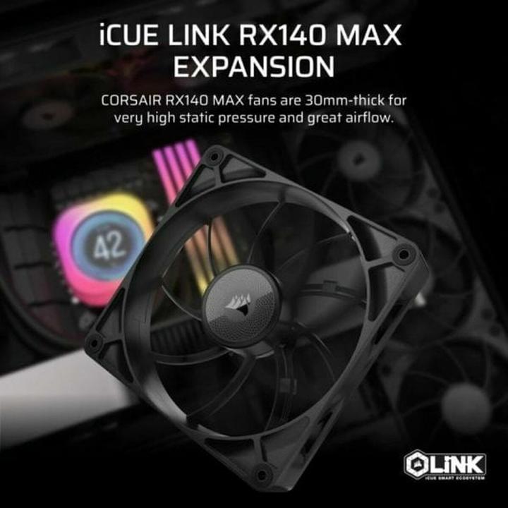 Produktbild Corsair RX MAX Series, iCUE LINK RX140 MAX, 140mm Fan, Single Fan (140 mm, 1x)