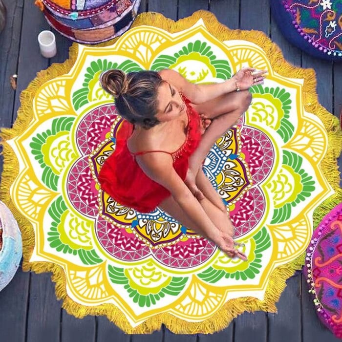 Immagine prodotto Cover-Discount Telo mare rotondo Mandala giallo (150 cm)