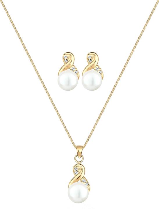 Actual product image Elli Infinity, Pearl, Pearl Necklace, Pearl Earrings (Glass crystal, 925 Sterling silver, Freshwater cultured pearls)