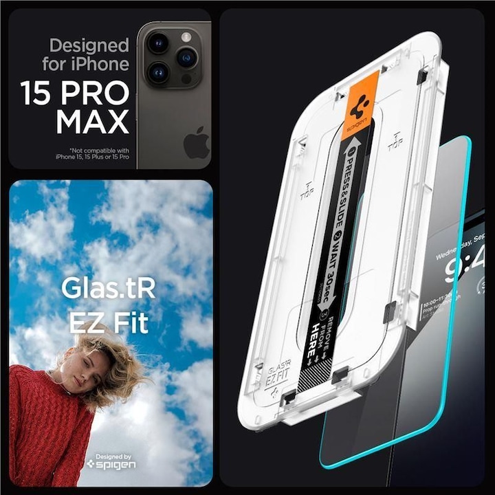Produktbild Spigen Glas.TR EZ Fit (1 Stück, Apple iPhone 15 Pro Max)