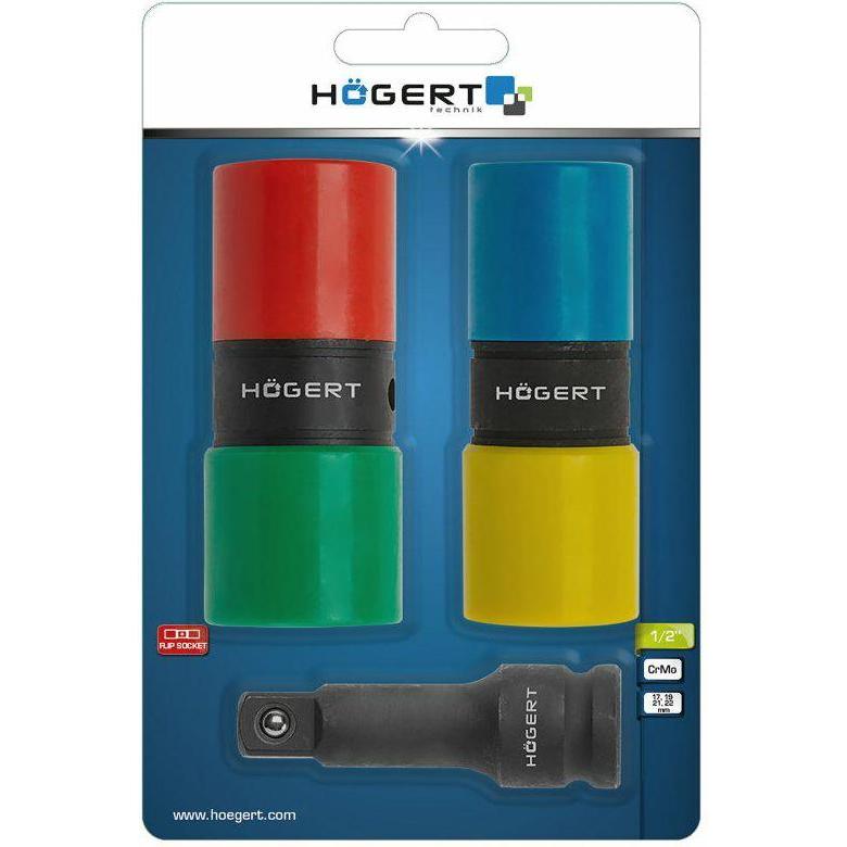 MGA, Drehmomentschlüssel, Högert Technik, Set Kraft-Steckschlüssel, doppelseitig, Verlängerung 1/2, HT4R006