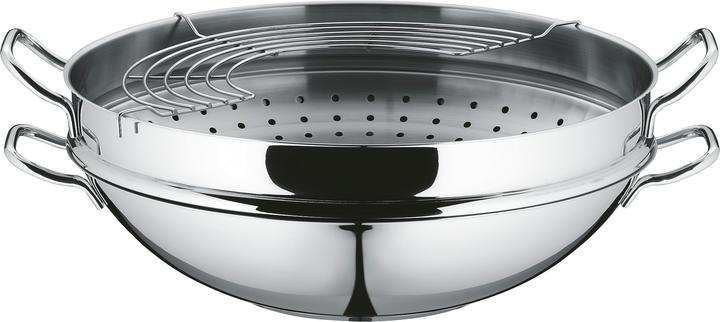 Produktbild WMF Wok Set 4tlg Wokpfanne 36cm 4,5l Glasdeckel Induktion Edelstahl (36.36 cm, Wok Pfanne, Edelstahl)