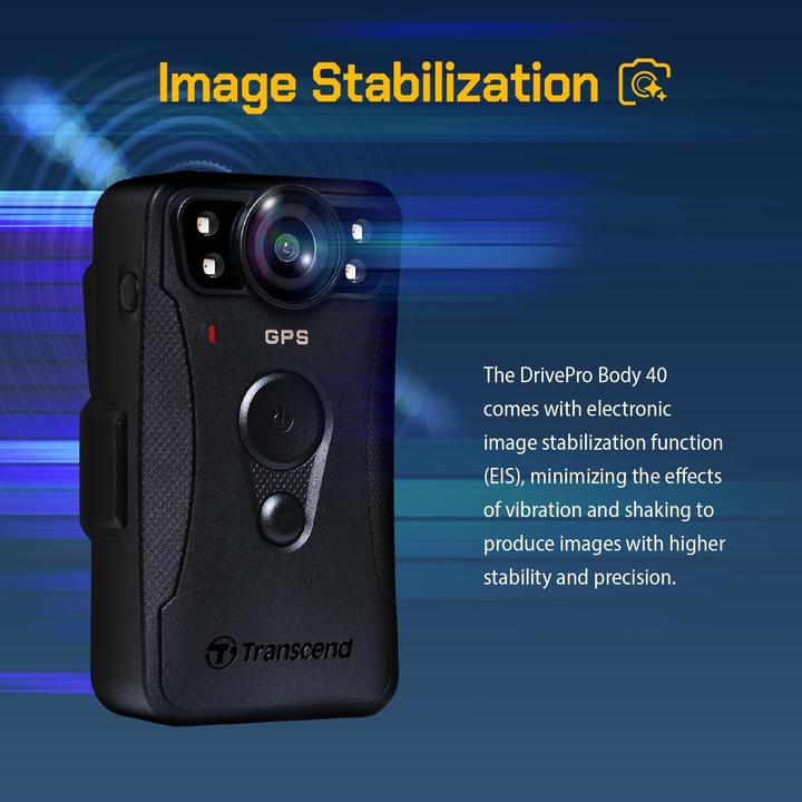 Actual product image Transcend Bodycam DrivePro 40 128GB 1440p,2K,QHD,60FPS (Bluetooth, Rechargeable battery, Wi-Fi, 2K)