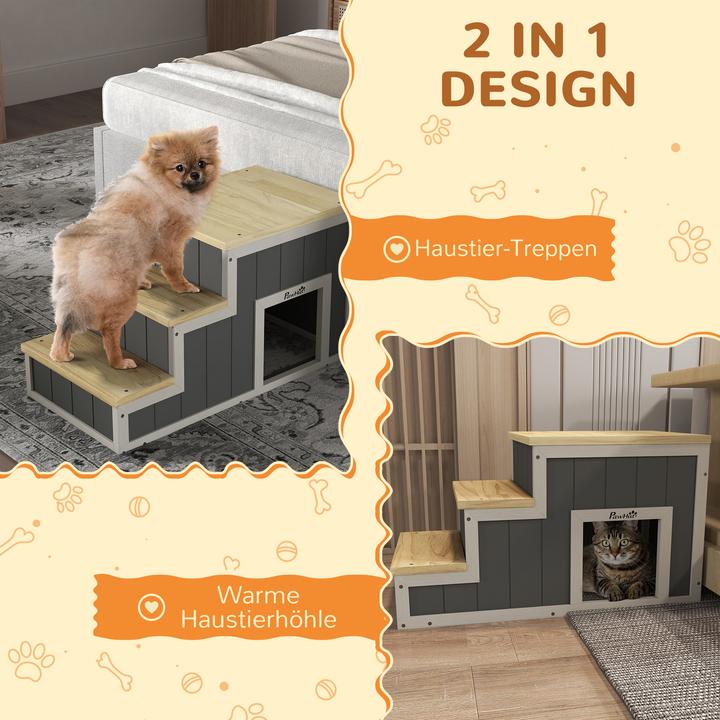 Actual product image PawHut Pet staircase with small dog kennel inside (Dog, Safety closure)