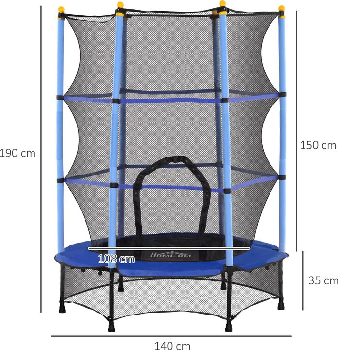 Image du produit Homcom Kindertrampolin Stahl, Kunststoff Blau (108 cm)