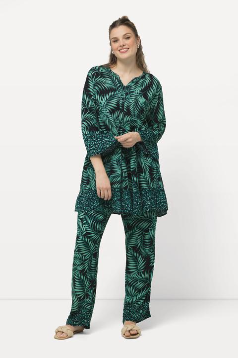 Produktbild Ulla Popken Longbluse, Palmen, A-Linie, Tunika-Ausschnitt, Halbarm (50, 52)