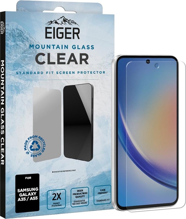 Actual product image Eiger Mountain Glass (1 Piece, Samsung Galaxy A55, Samsung Galaxy A35)