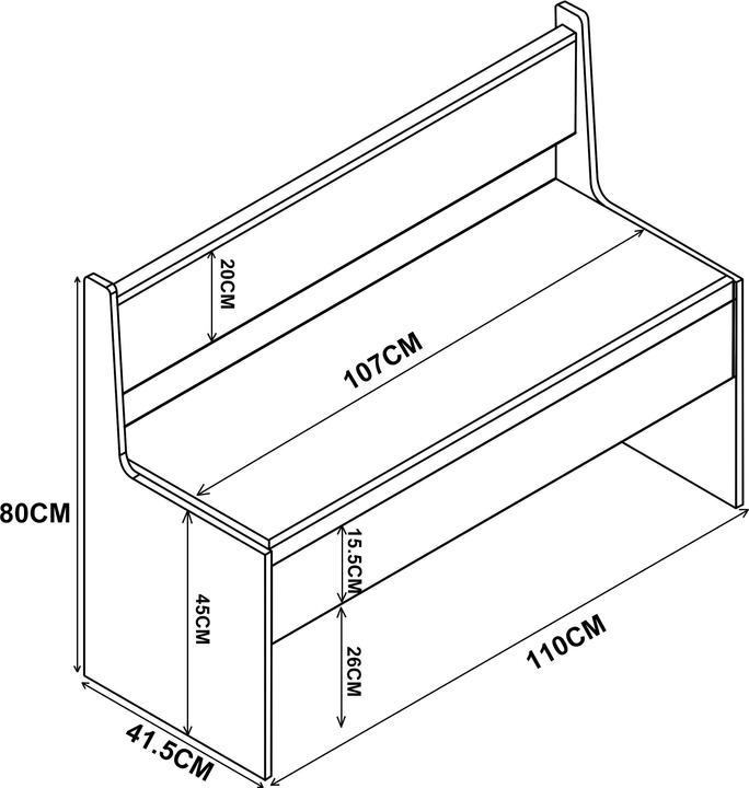 Produktbild VCM Holz Eckbank Sitzbank Bank Truhe Esal 80 x 110 x 42 cm (80 cm)