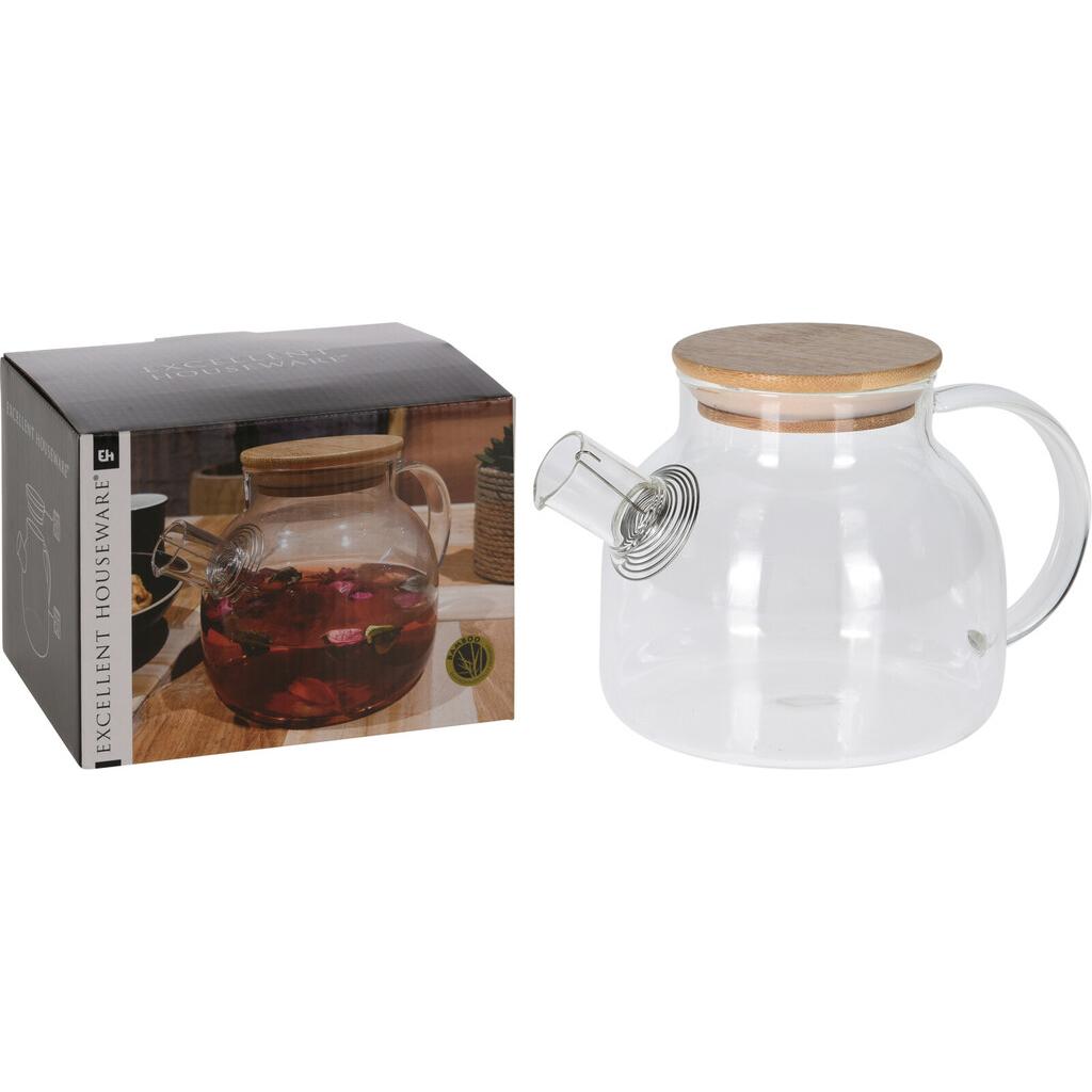 Thumbnail - Kerbl, Teekanne, Glas-Teekanne mit Bambusdeckel (1 l)