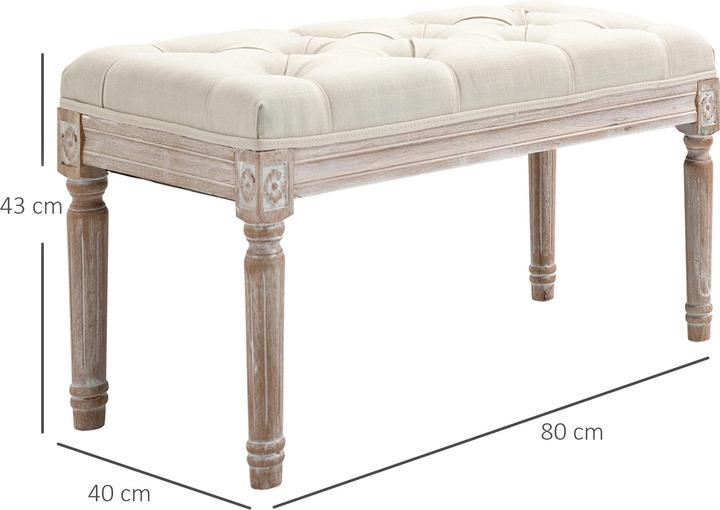 Produktbild Homcom Sitzhocker Polyester, Gummiholz Cremeweiss (40 cm)