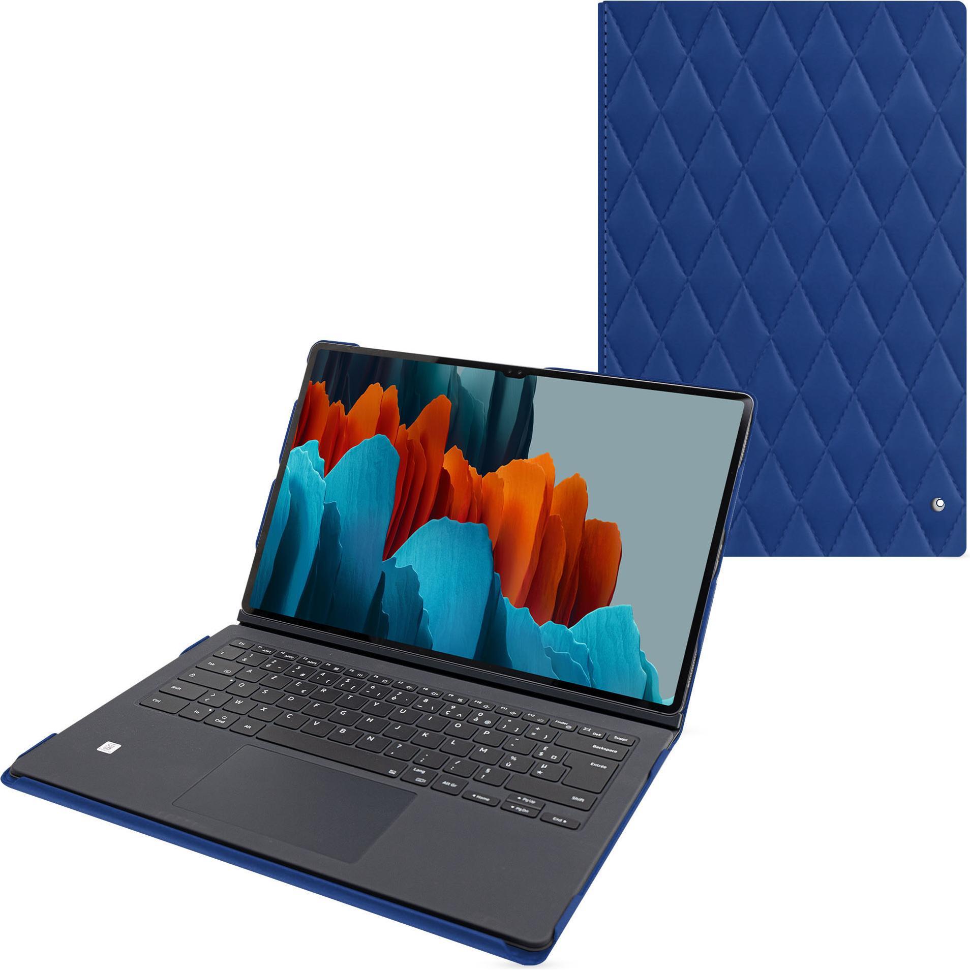 Noreve Lederschutzhülle Samsung Galaxy Tab S9 Ultra + Book Cover Keyboard (Galaxy Tab S9 Ultra), Tablet Hülle, Blau