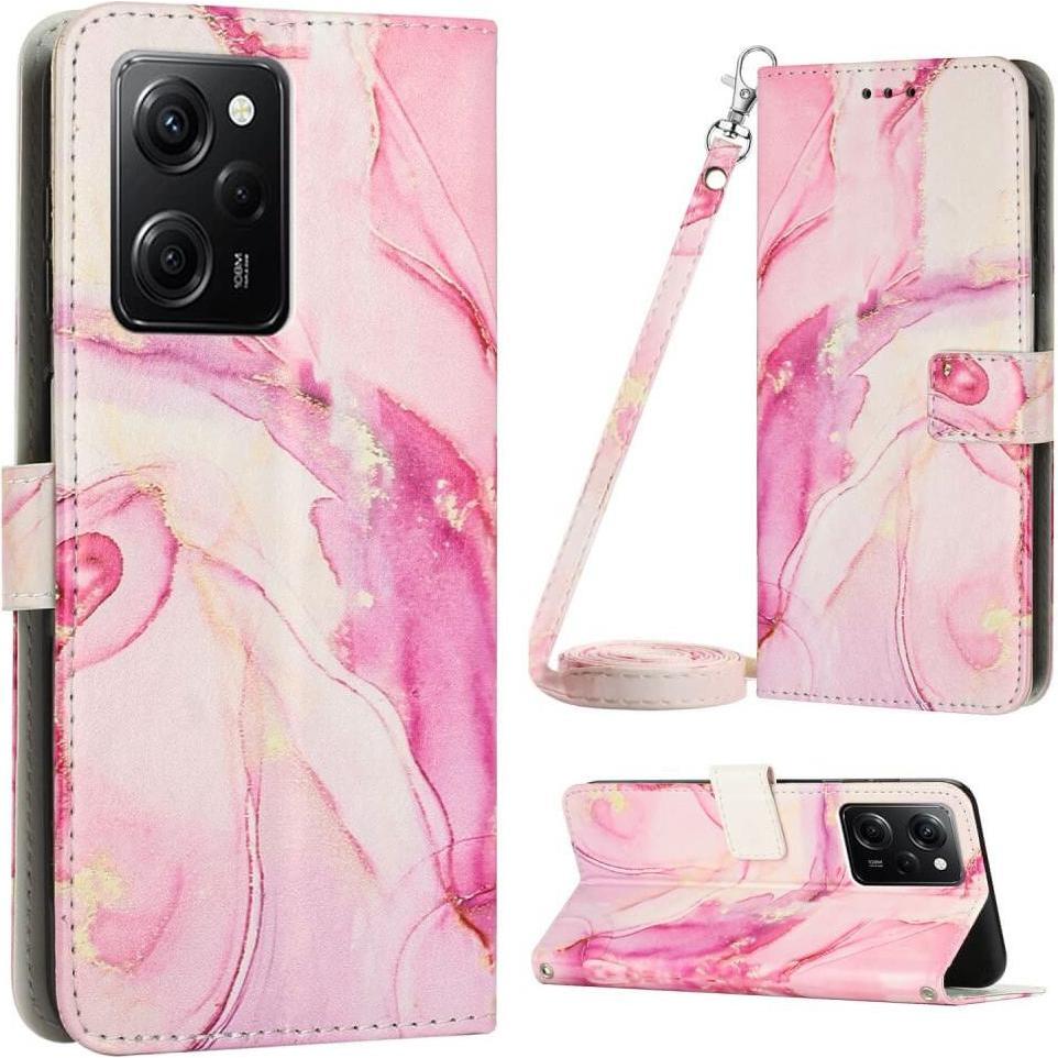 Cover-Discount Xiaomi Poco X5 Pro - Leder Hülle pink Marble (Xiaomi Poco X5 Pro, Xiaomi Redmi Note 12 Pro 5G), Smartphon...