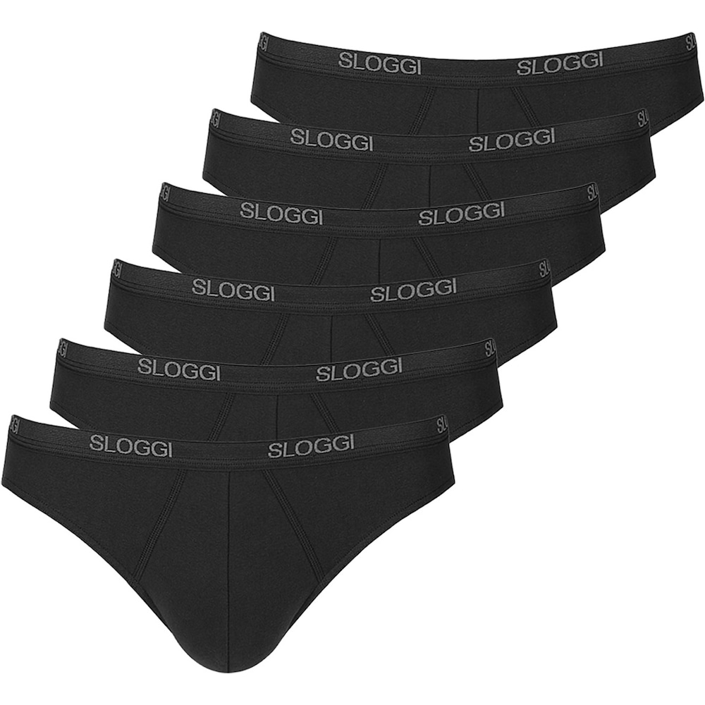 Sloggi, Herren, Unterhosen, 6er Pack Basic Mini-Slip, Schwarz, (L, 6er Pack)