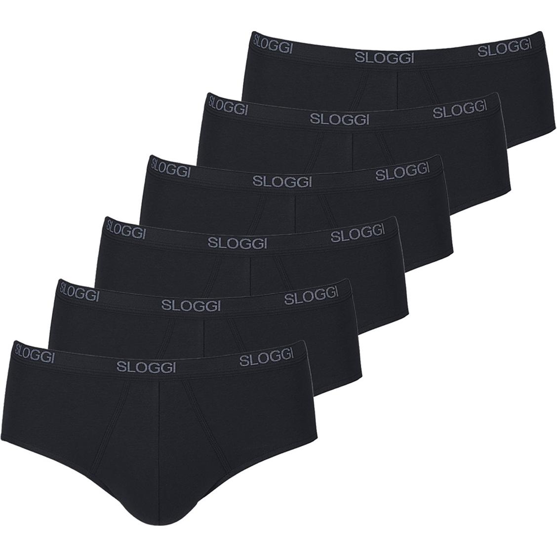 Sloggi, Herren, Unterhosen, 6er Pack Basic Midi-Slip, Schwarz, (XXL, 6er Pack)