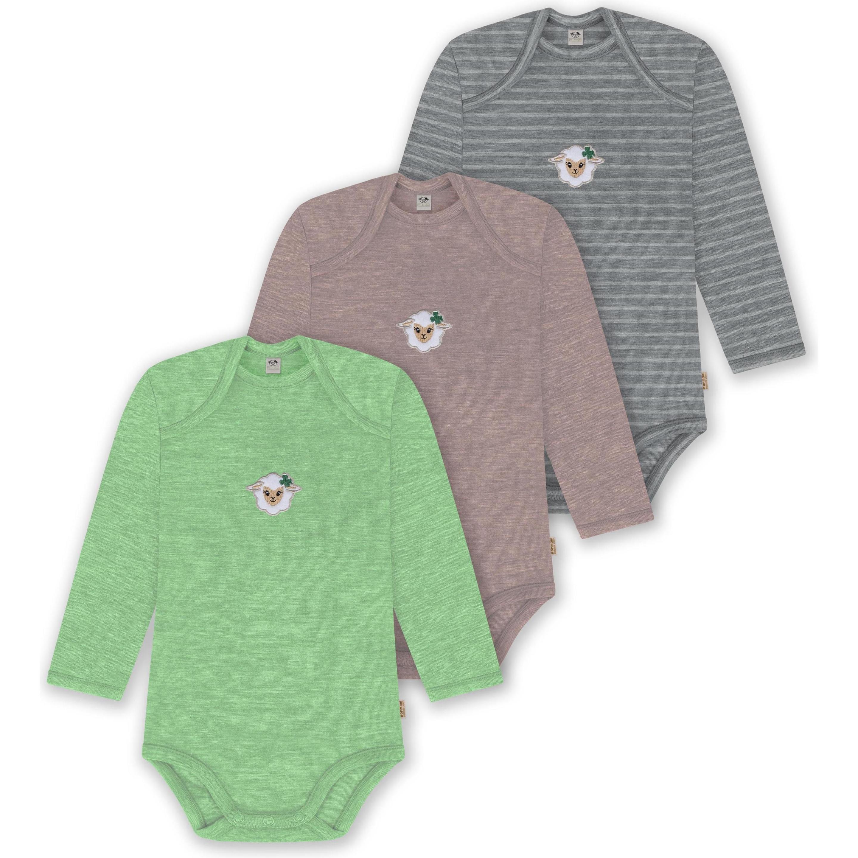 Thumbnail - Normani, Herren, Body, 3er Pack Baby Merino Body Langarm „Auckland" - 9383, Grau, (86)