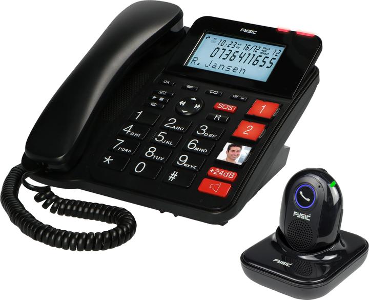 Image du produit Fysic FX3960 - Téléphone avec répondeur et bouton de panique SOS, noir