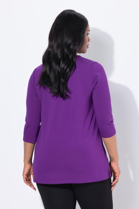 Produktbild Ulla Popken Punto-Shirt, A-Linie, Zipper, V-Ausschnitt, 3/4-Arm (56)