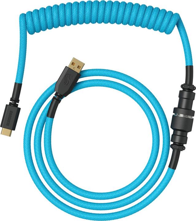 Glorious GMMK Coiled Cable Electric Blue, coiled cable, USB-C/USB-A - light blue/black (1.40 m)