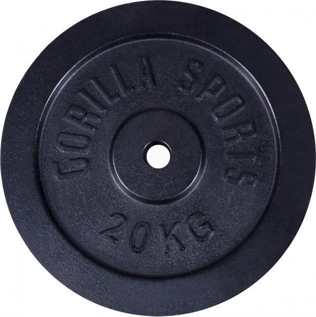 Gorilla Sports Cast Iron Weight Plate Black 1,25-15 KG (1 x 20 kg)