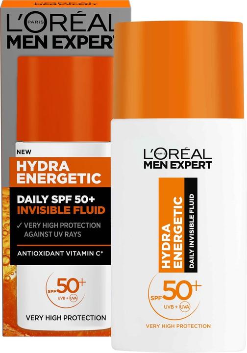 Actual product image L'Oréal Paris L'Oreal Paris Hydrating Fluid Spf 50+ Men Expert Hydra Energetic Invisible Anti-Uv Fluid - 50 Ml (Sun cream face, SPF 50, 50 ml)
