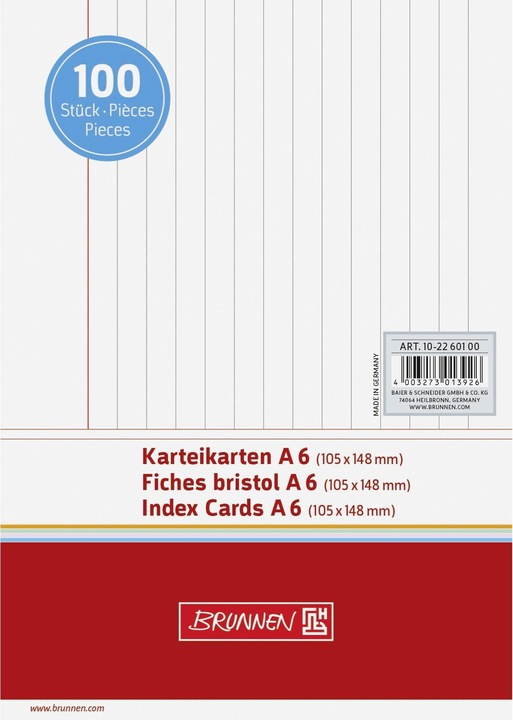 Actual product image Flashcards (A6, 190 g/m², 100 x)