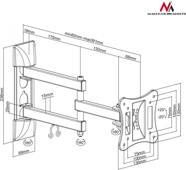 Image du produit Maclean MC-719 (Mur, 27", 15 kg)