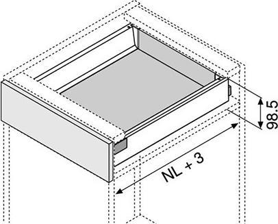 Actual product image Blum Complete front drawer set TANDEMBOX M / D with railing, gray RA