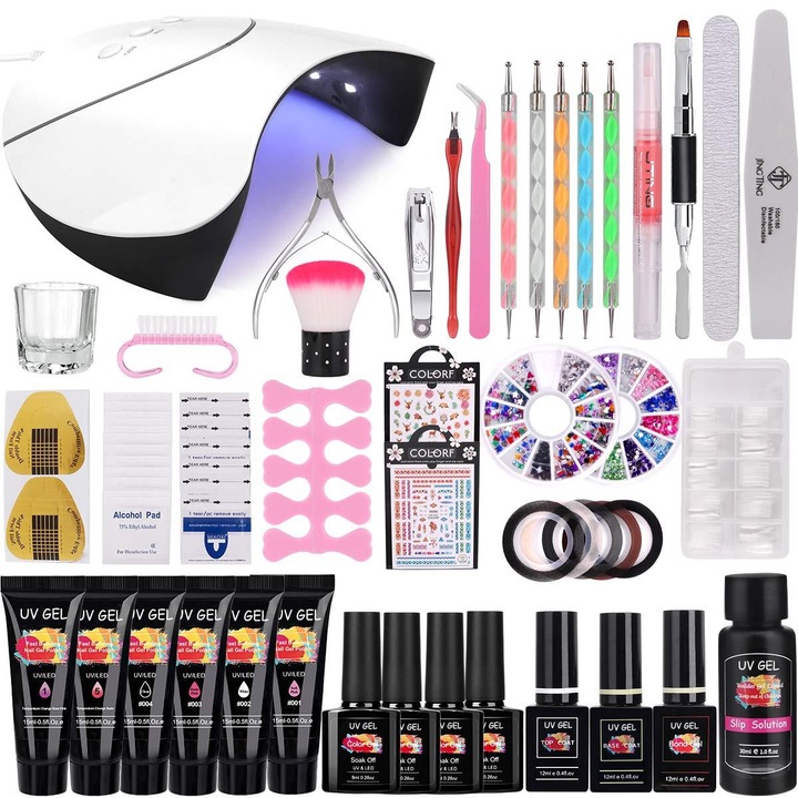Produktbild MySweety UV Gel Set mit UV Lampe (Set, 5 Temperature Change Nude, 001 Soft Pink, 002 White, 003 Dude Pink, 004 Clear, 1 Temperature Change Rose Pink)