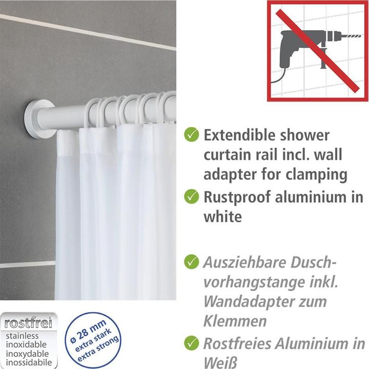 Actual product image Wenko Luz metal telescopic shower curtain rail