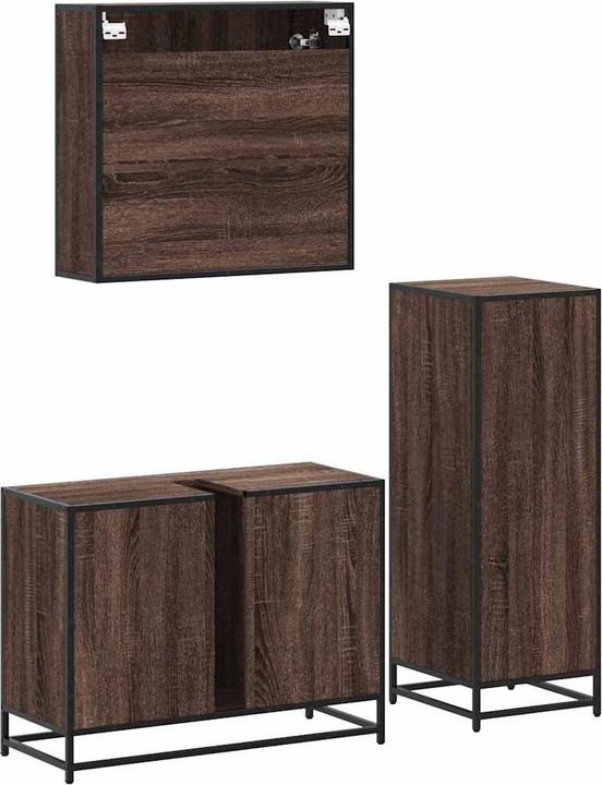 Image du produit VidaXL Ensemble de meubles de salle de bain 3 pièces en bois composite marron aspect chêne Ensemble de