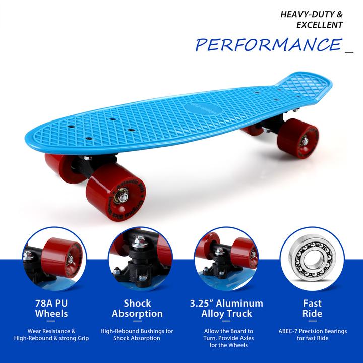 Produktbild Monzana Skateboard Mini Cruiser 57cm LED Vintage (22.44")