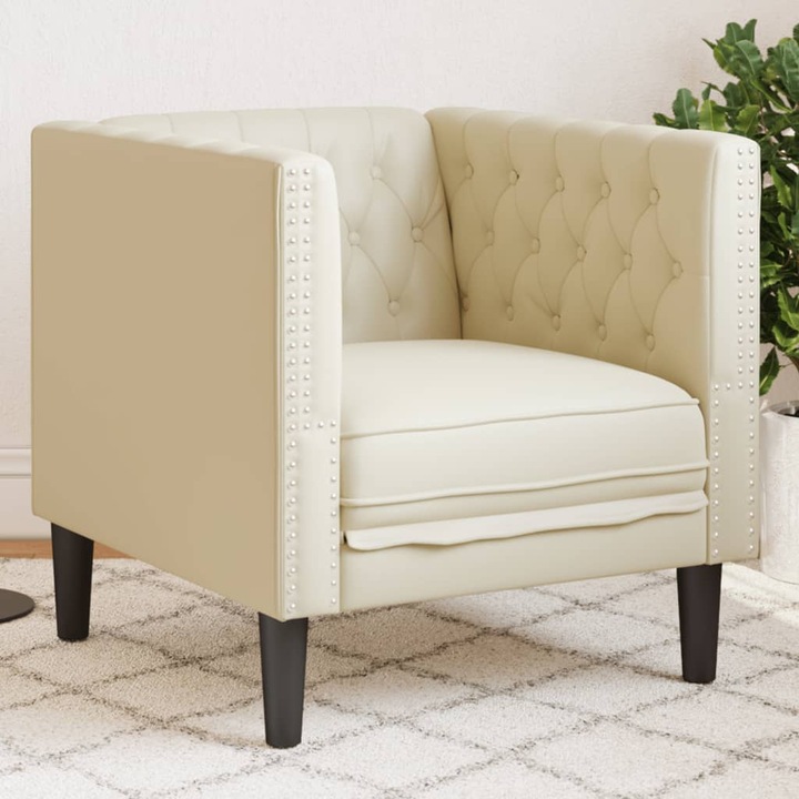 Productafbeelding VidaXL Chesterfield fauteuil loungestoel club fauteuil bank crème kunstleer
