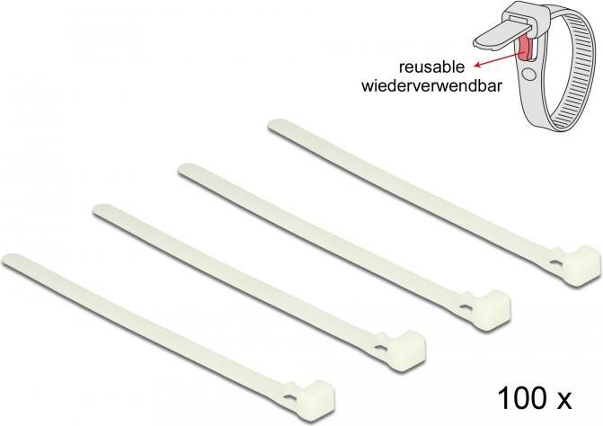 Actual product image Delock Cable tie white (pack of 100) (150 mm, 100 pcs.)