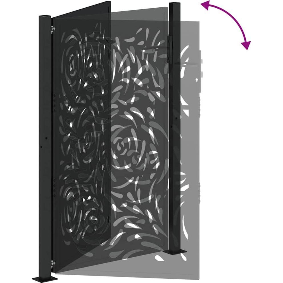 VidaXL, Gartenzaun, Gartentor Schwarz 105x155 cm Stahl Flammen-Design Zauntor Outdoor Tor
