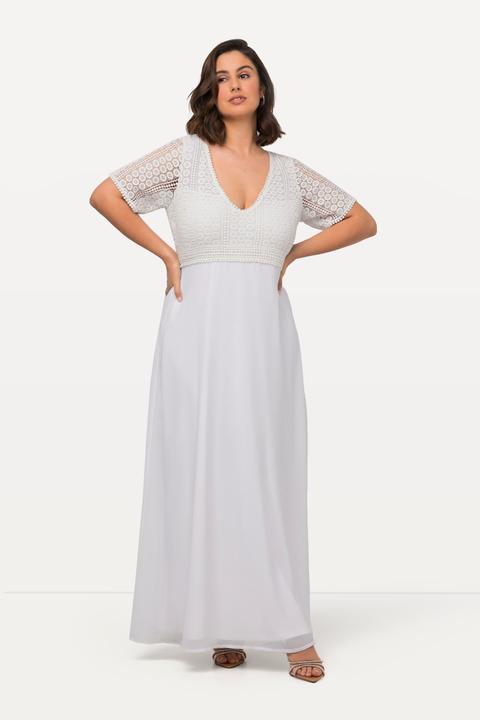 Produktbild Ulla Popken Brautkleid, Boho-Style, A-Linie, V-Ausschnitt, Halbarm (44)