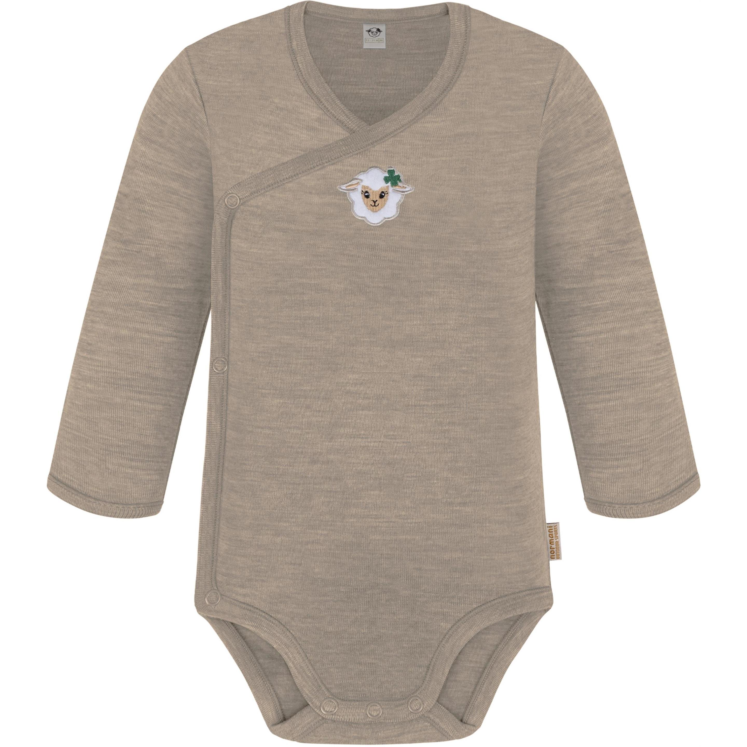 Normani, Herren, Body, Baby Merino Wickelbody Langarm "Kaitaia" und Baby Merino Hose „Silverdale" - 9625, Beige, (74)