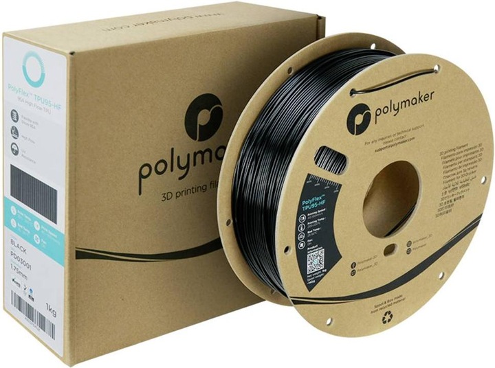 Actual product image Polymaker PolyFlex TPU-95A High Speed Black 1.75mm 1kg (TPU, 1.75 mm, 1000 g, Black)