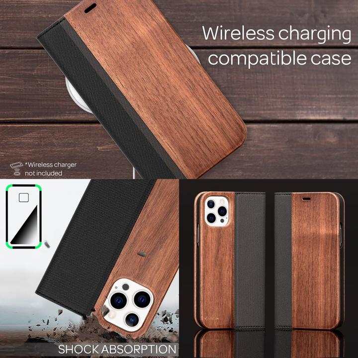 Image du produit Nalia Etui à rabat en bois véritable (Apple iPhone 13 Pro)